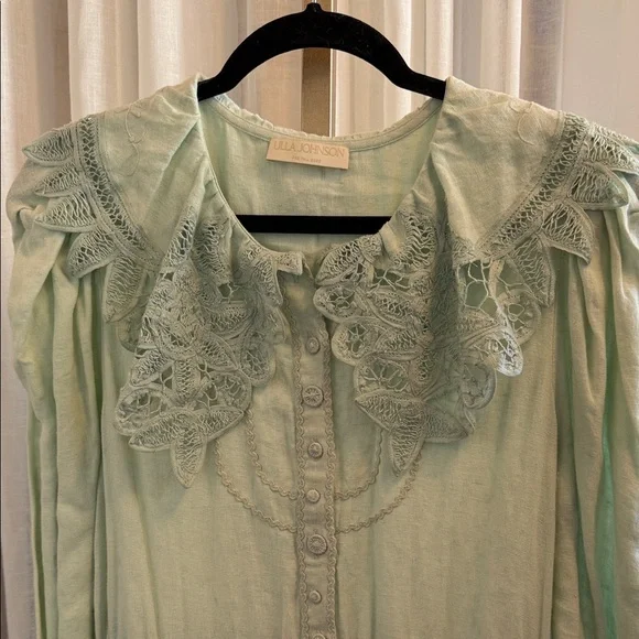 Ulla Johnson Light Green Long Sleeve Linen Dress - Picture 5 of 14